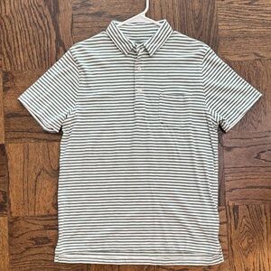 J. Crew Knit Goods Slub Cotton Men’s Striped Green & White Polo Shirt Large